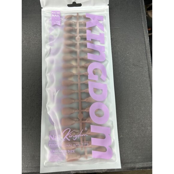 128PCS NUDE Short Almond Matte & Gloss French Tip False Nails - 4 Complete Sets - Picture 2 of 3